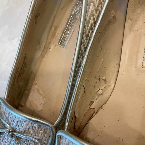 Enzo Angiolini Dressy Flats / Loafers / Slip Ons Gold Woven w/ Tassels, Size 7.5 - Picture 4 of 11